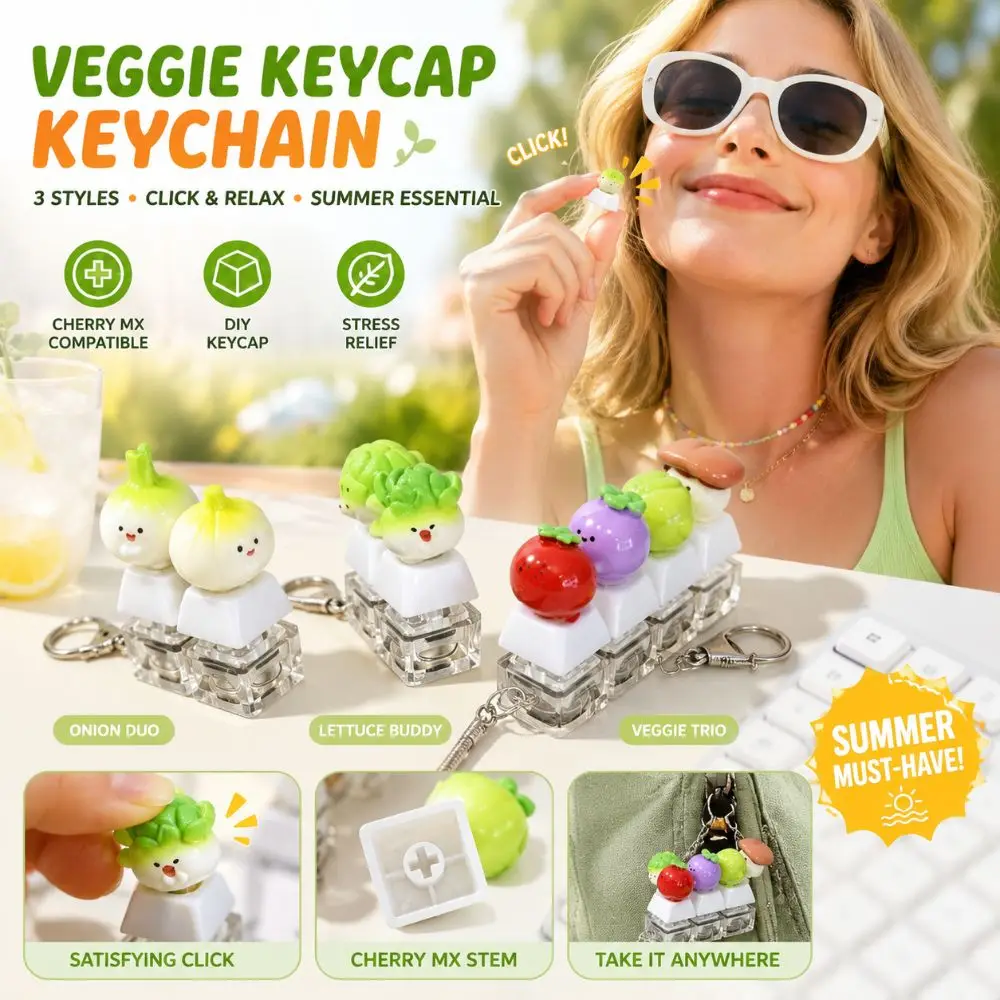 Finger Button Anti-stress Pendant Mechanical Vegetable Keycap Fidget Keychain Keyboard Pass The Time Stress Relief Clicker