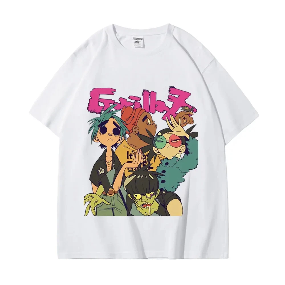 Trend Band Gorillaz Printed T Shirts Men Women The High Street Fashion Oversized T-shirts Gothic Hip Hop Short Sleeve T-shirt