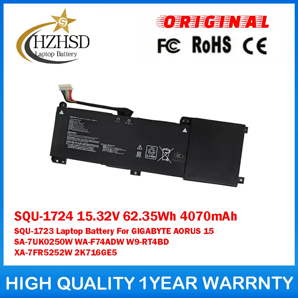 

SQU-1724 15,32 В 62,35 Втч 4070 мАч SQU-1723 Аккумулятор для ноутбука GIGABYTE AORUS15 SA-7UK0250W WA-F74ADW W9-RT4BD XA-7FR5252W 2K716GE5