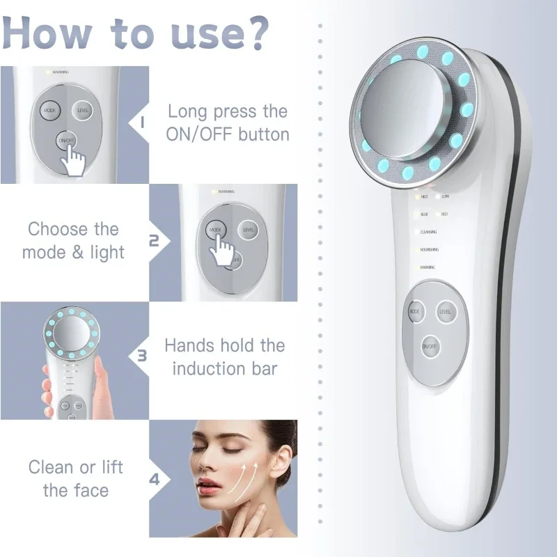 Led Microcurrent Face Beauty Apparaat Lift Ems Oogmassageapparaat Face Lifting Anti Rimpel 7 In 1 Foton Face Multifunctionele Huidverzorging