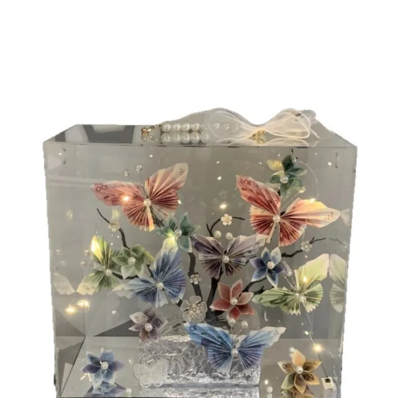

Acrylic portable DIY transparent portable gift packaging flower box