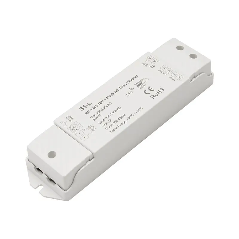 

Y43A-AC110V-220V RF+0/1-10V + Push AC Triac Dimmer S1-L 1 CH Channel Dimmable Single Color Incandescent Led Dimmer