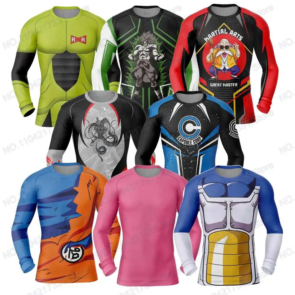 Popular Cartoons Gohan Anime Surfing Jersey Beach Swimwear Diving Gym Long Sleeves Trousers MMA BJJ Men Jiu Jitsu Fitness Sets