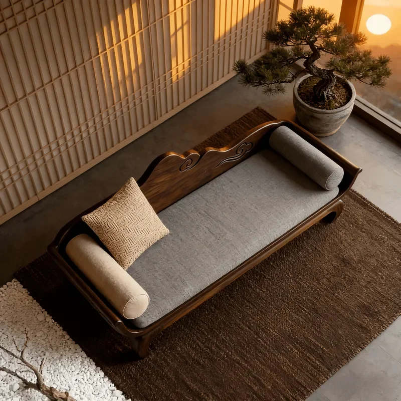 New Chinese Song Style Aesthetic Concubine Chair Arhat Bed Solid Wood Furniture Light Luxury Living Room B B Hotel Villa