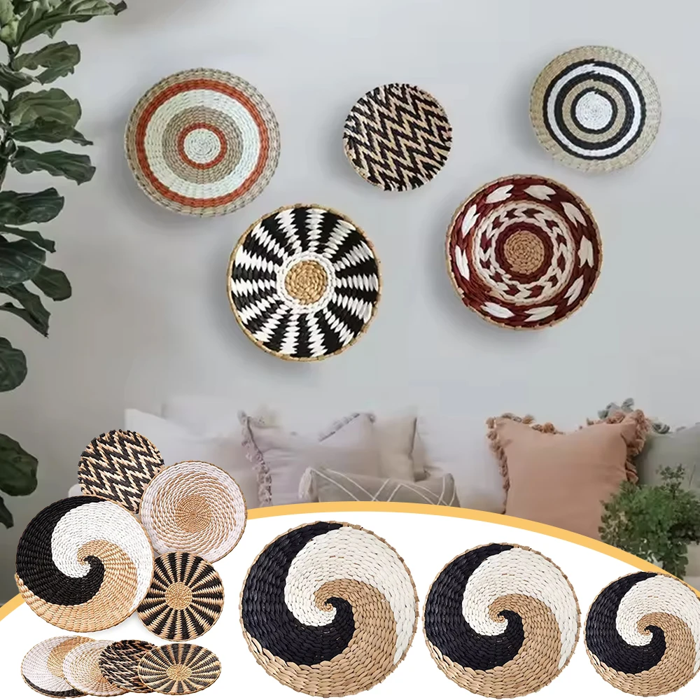 

Hanging Woven Wall Basket Decor Boho Handmade Natural Seagrass Wall Art Gift for Bedroom Living Room Ornament Decoración Hogar