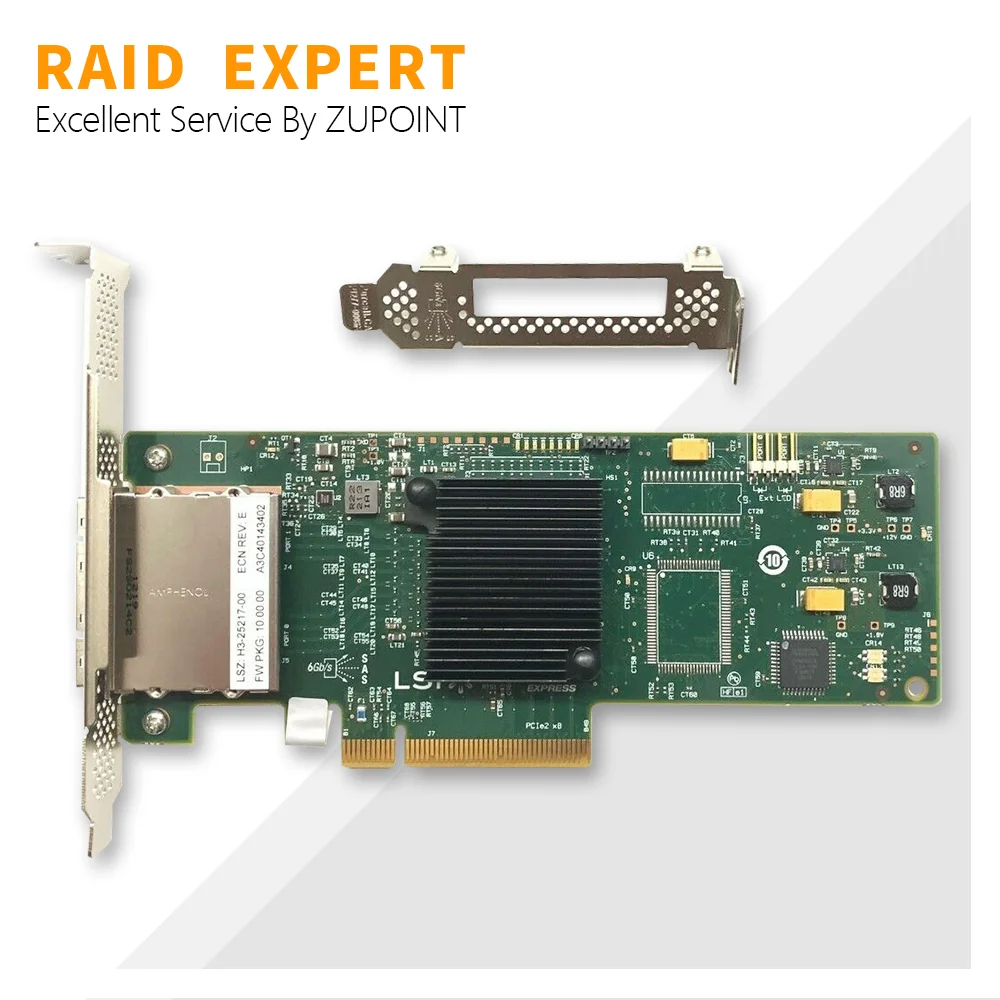 Imagem -01 - Zupoint-lsi 92008e Placa Controladora Raid Pci e Sas Externo Sata Hba Modo de ti Zfs Nas Expansor Norom 6gbps Pistas