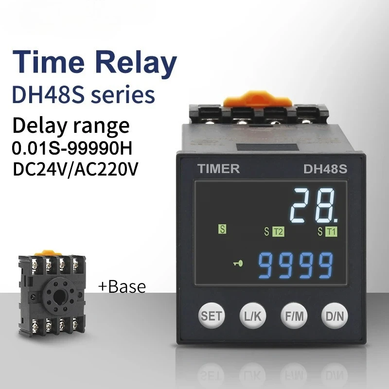 New DH48S Digital Delay Time Relay Precision Programmable Cycle DH48S-A 1Z 2Z 2ZH Series AC220V AC DC 24V 12V With Socket Base