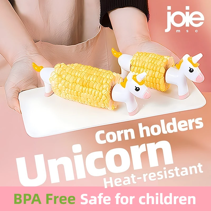 Joie Unicorn Interlocking Corn on the Cob Holders Insulation Stick Baby Fruit Fork Safe Creative Cute Stainless Steel Fork