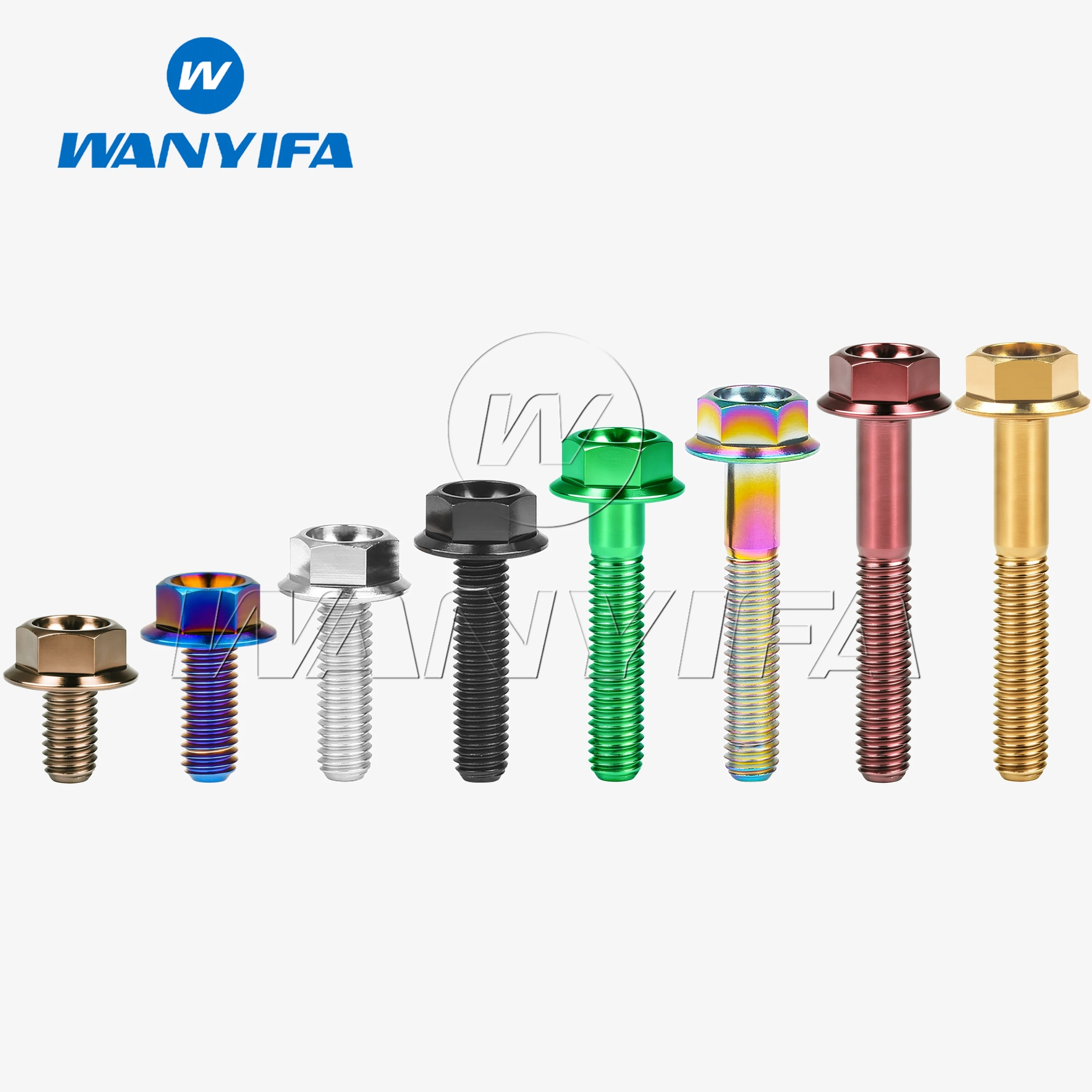 Wanyifa Titanium Ti Bolt M6x10 15 20 25 30 35 40mm DIN6921 Flange Head Screws for Motorcycle Retrofit