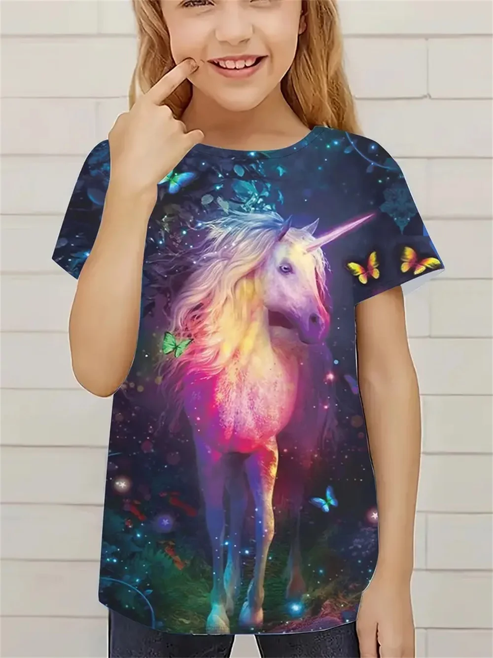 Mädchen T-Shirts Sommer 3D-Druck Mode kurz ärmel ige Tops lässige T-Shirts Mädchen Kleidung Kinder T-Shirts Kinder kleidung