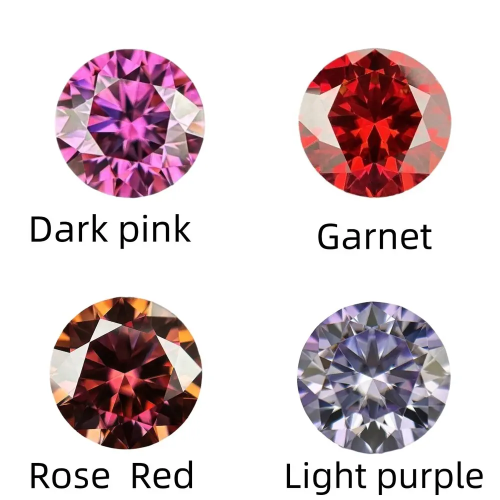 

Wholesale Colored Loose Moissanite Stones 1ct Pink Green Black Moissanites Shining Fine Jewelry Round Lab Grown Stone