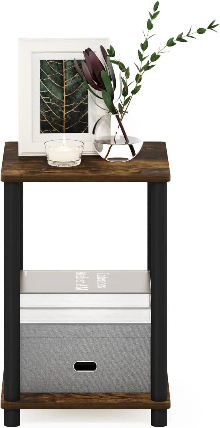 Turn-N-Tube Haydn End Table, Amber Pine/Black,1-Pack, 2-Tiers,13.4(W)x13.4(D)x20(H) inches image 4