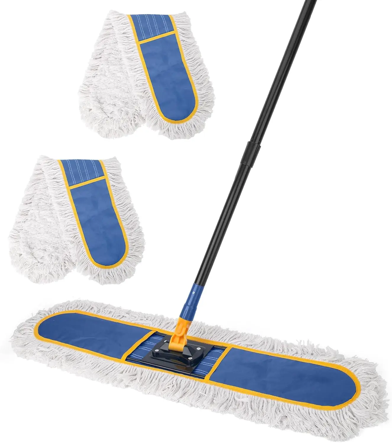 

24" Heavy Duty Floor Duster with Reusable Pads, 59" Handle for Hardwood, Tile, Concrete Cleaning