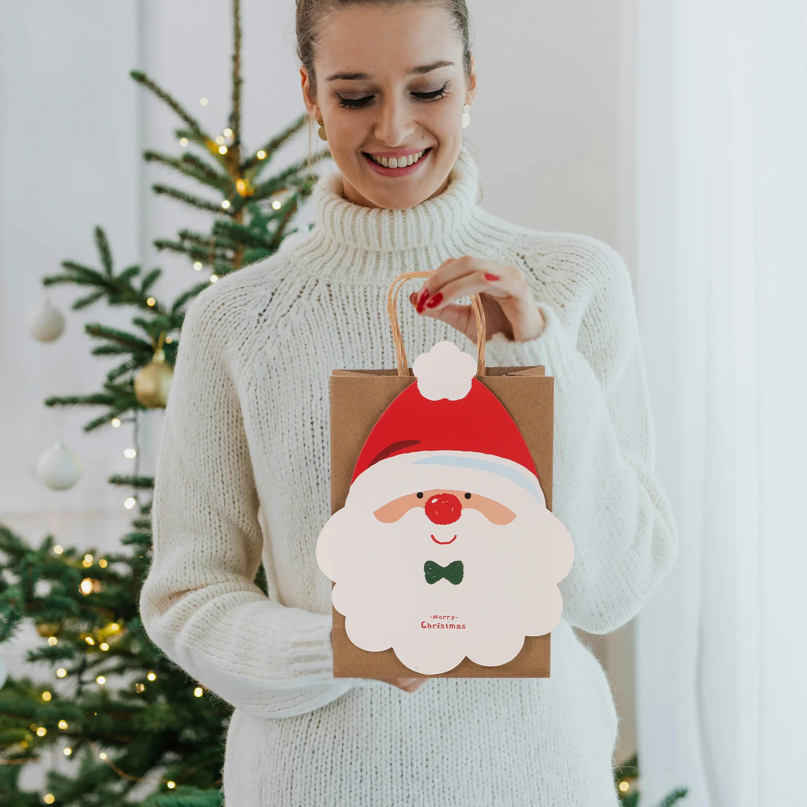 

10 Pcs Santa Claus Gift Bag Holiday Goody Bags Present Paper Decorative with Cover