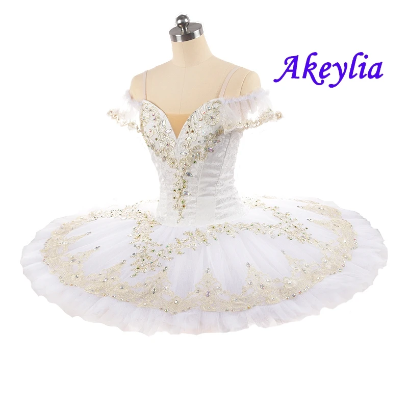 Akeylia Girls Sleeping Beauty Ballet Tutu Professional white Dress Women ballet performance Costume stage No elasticity JN0267