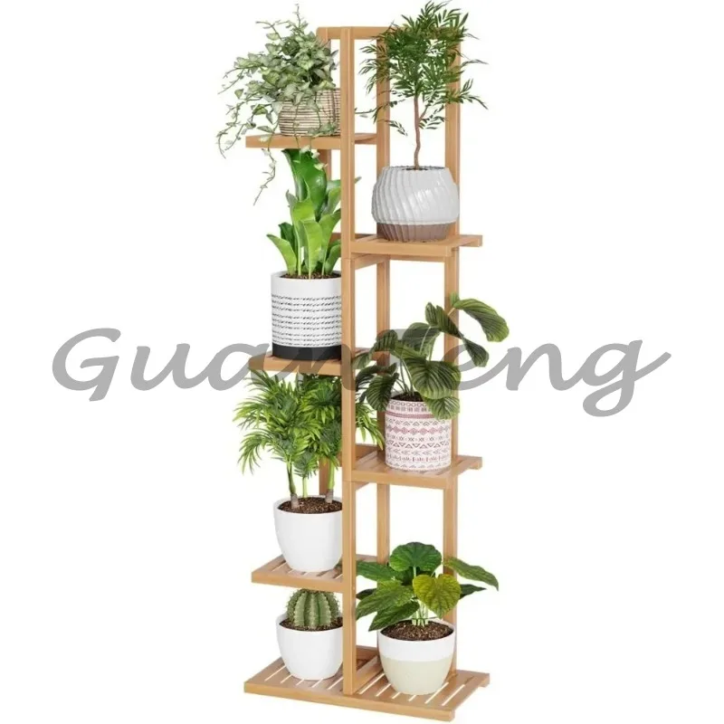 Bamboo Rack - Indoor & Outdoor Plant Stand 6 Tier 7 Potted Multiple Flower Planter Pot Holder