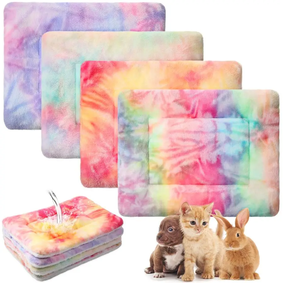 

4 Pcs Waterproof Guinea Pig Bedding Winter Guinea Pig Bed Plush Cage Liners Soft Dog Cat Mat Reversible Winter Cozy Animal Pee P