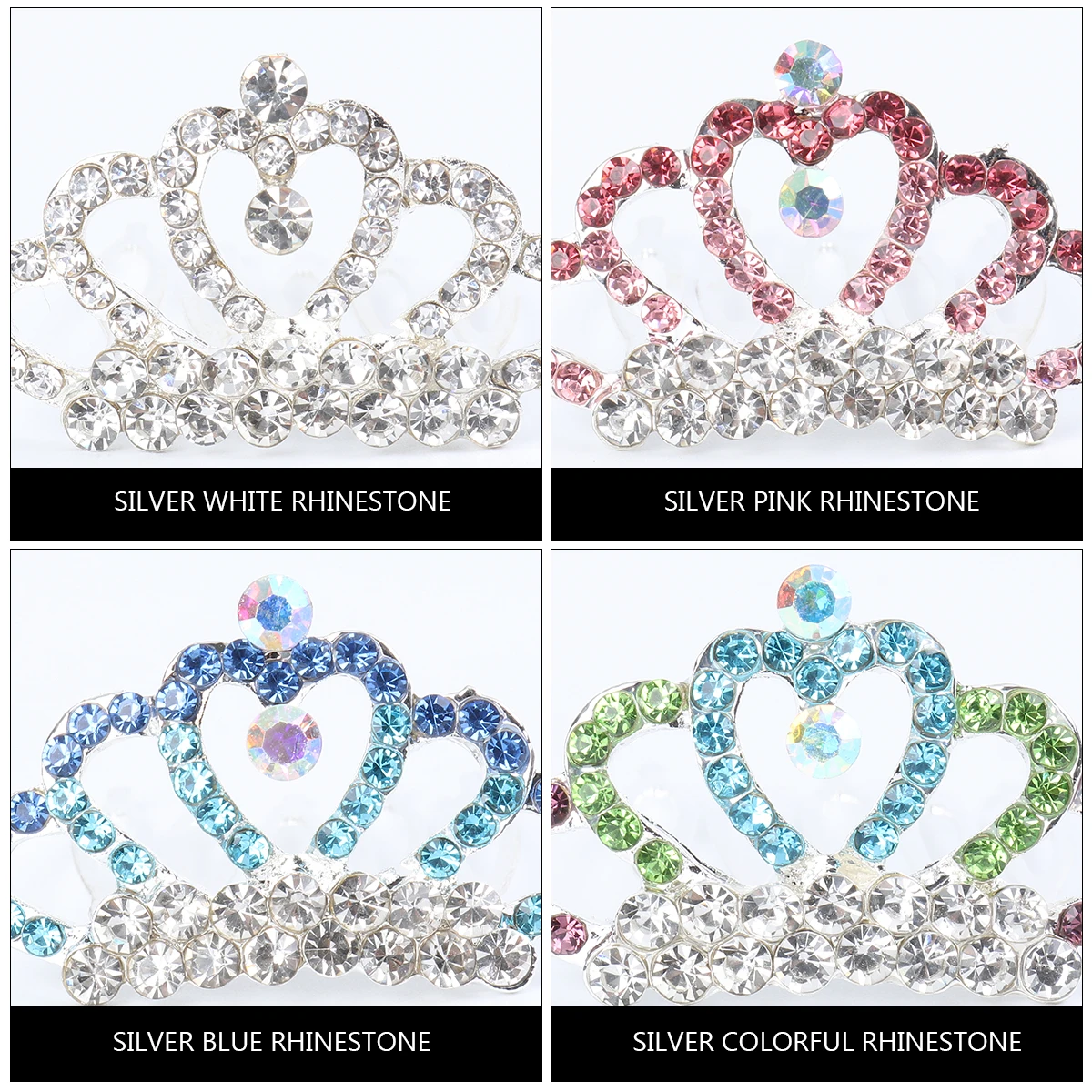 

4 Pcs Crystal Crown Tiara Hair Combs Rhinestone Studded Clips Girls Accessories Wedding Bride Birthday Pageant Party
