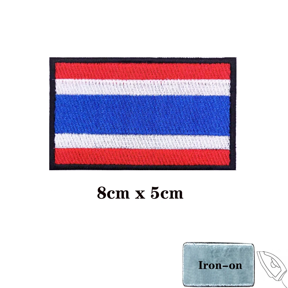 Thailand flag Patches Armband Embroidered Patch Hook & Loop Iron On Embroidery  Badge Military Stripe