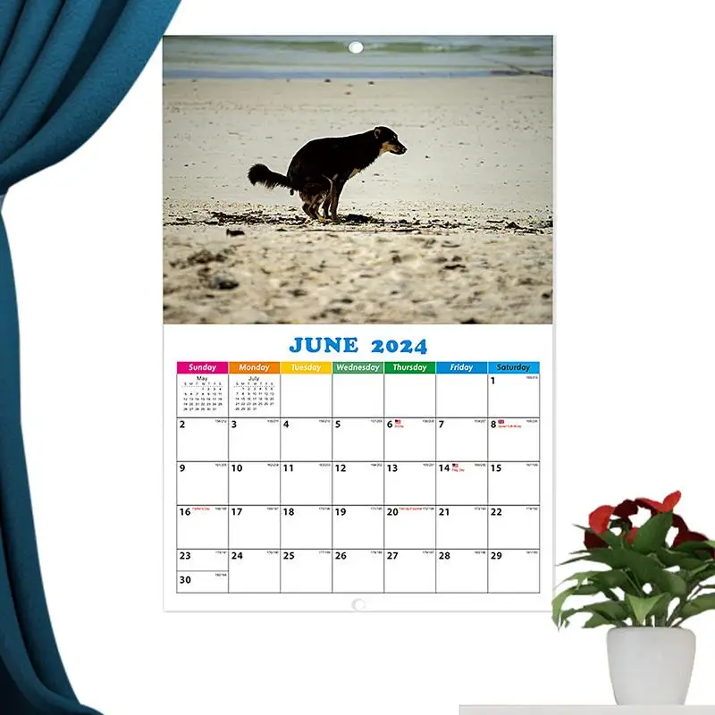 Dogs Pooping Calendar 2024 Funny Animal Wall Calendar Dogs Pooping In Beautiful Places Hangable Monthly Wall Calendars