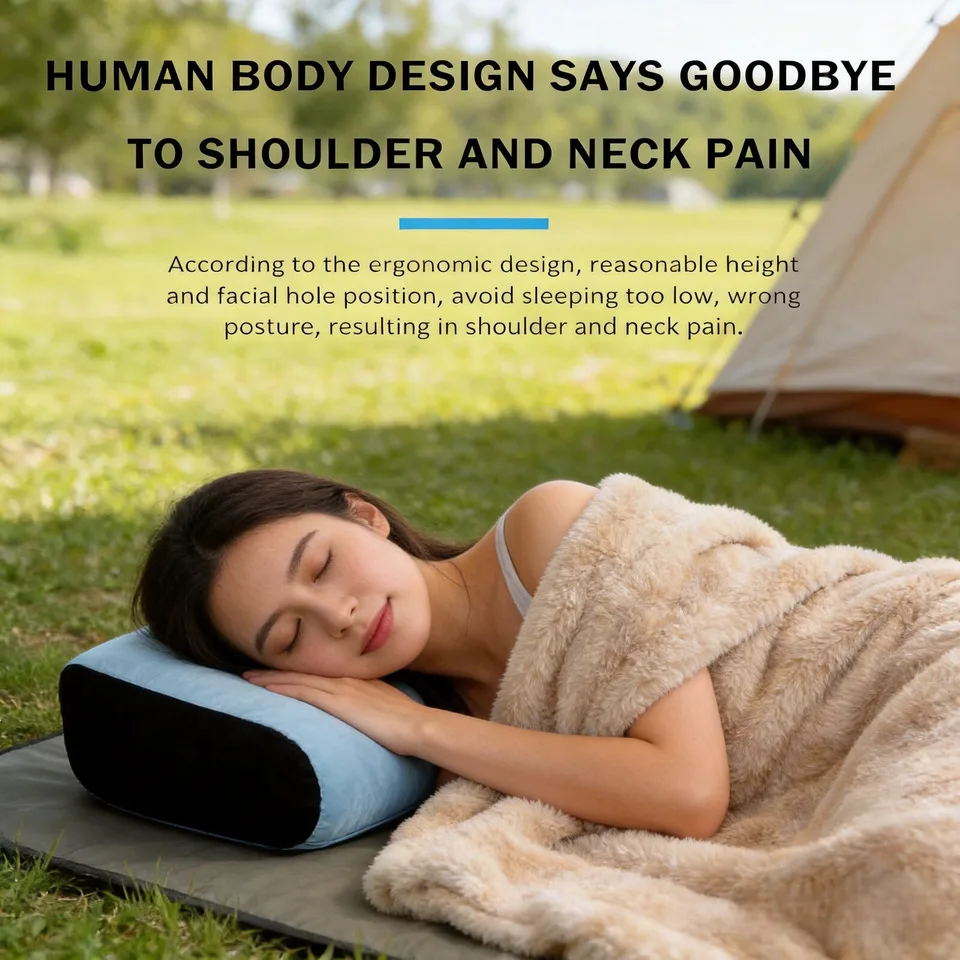 Portable Blue Lightweight Inflatable Wedge Pillow High Body Positioner For Nursing Hotels Sleep Travel Camping-fast Legs