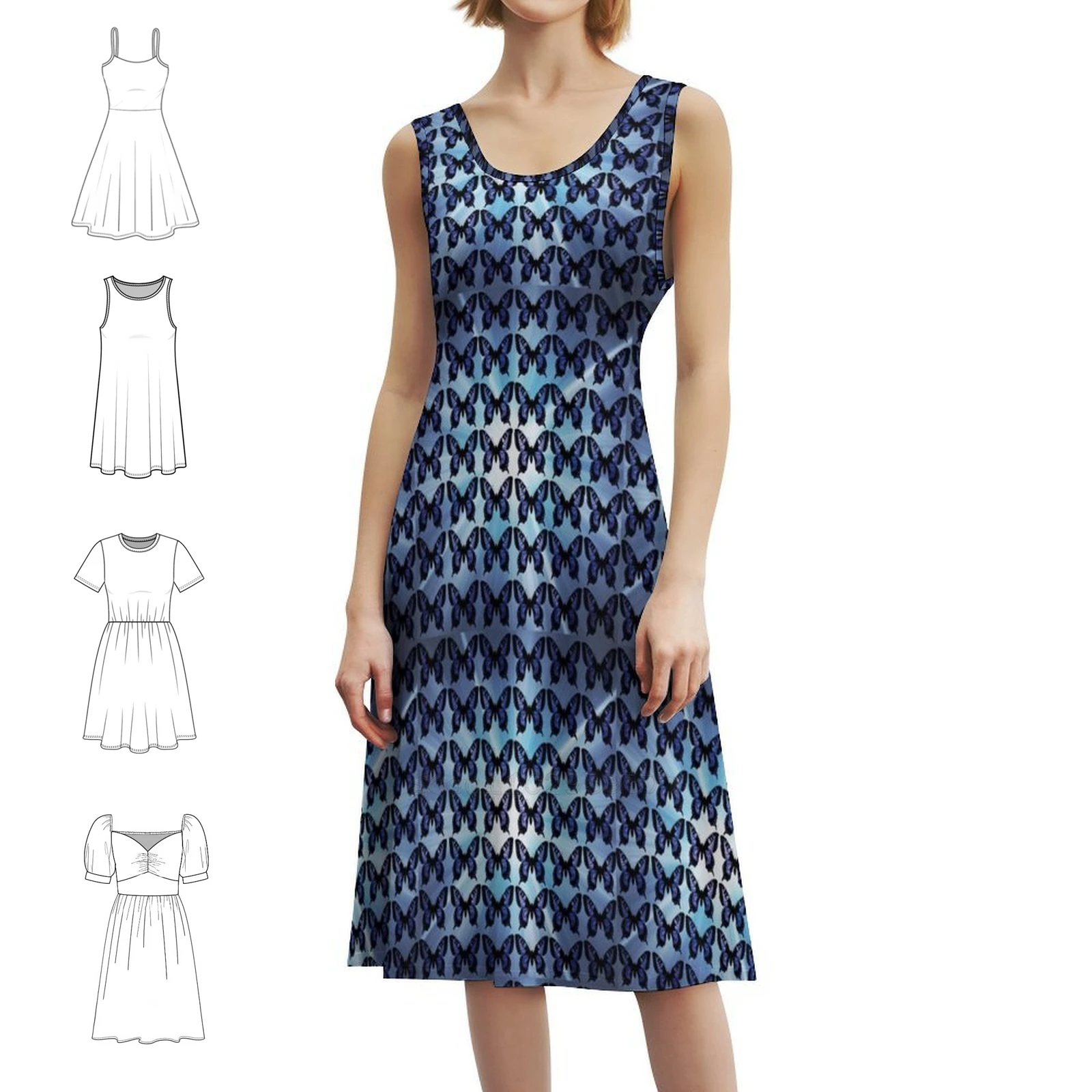 

Богемное платье без рукавов с базовым узором синего цвета для женщин, пляжные вечерние платья с принтом, женское платье