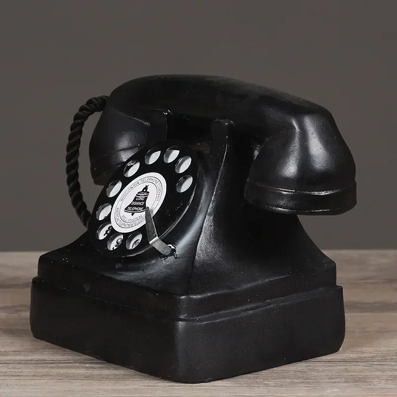 Large Creative Retro Decorative Phone Model, Vintage Rotary Telephone Decoration Statue Antique Phone Figurine for Cafe Bar Home