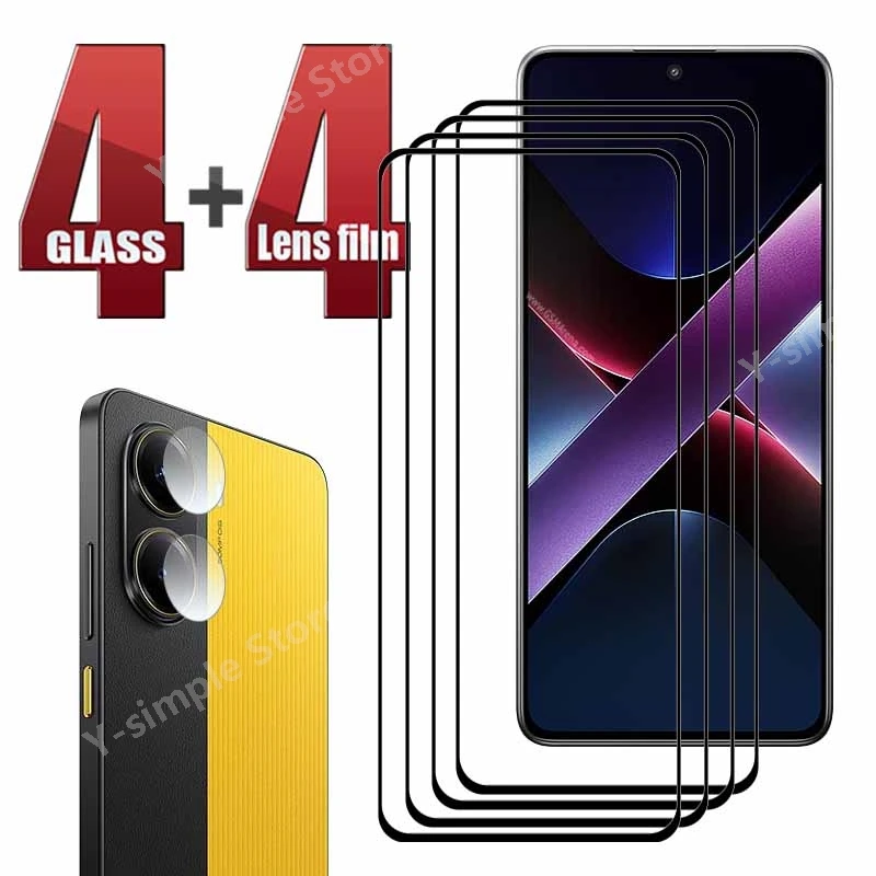 

4+4 Phone Glass For Xiaomi POCO X7 Pro Screen Protector Full Cover For Poco X7pro Soft Fiber Camera Lens film