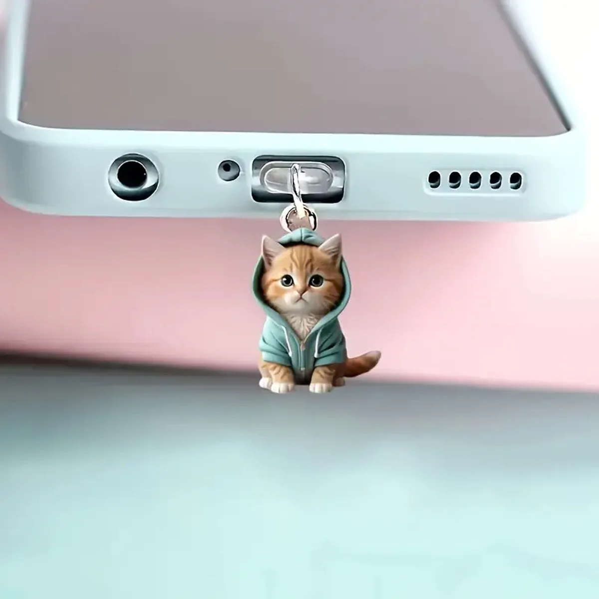Niedlicher 2D-Staubstecker aus flachem Acryl mit rosa Oktopus für iPhone-Stecker und ovaler Typ-C-Stecker mit Cartoon-Telefon-Staubstecker-Anhänger