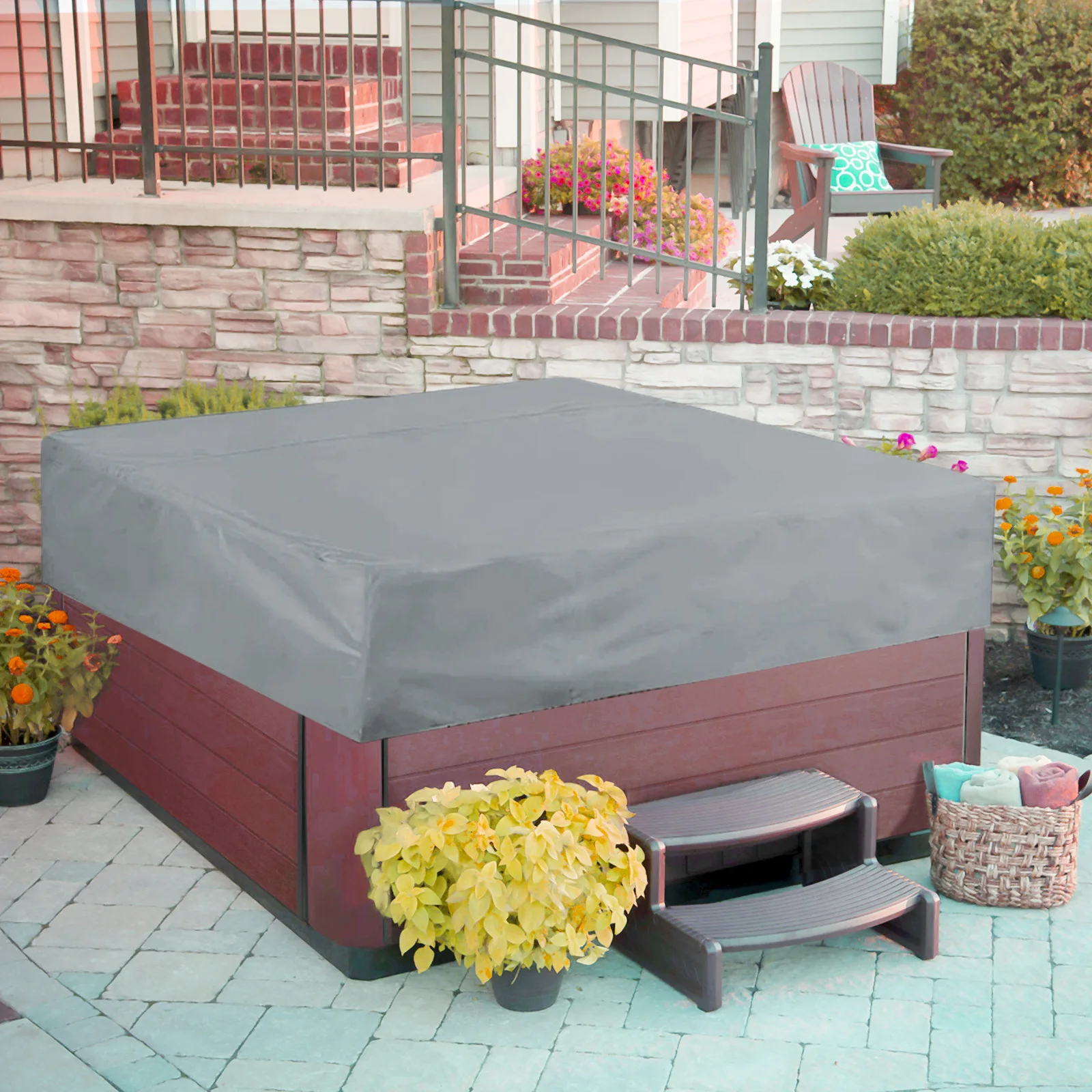 

Пылезащитный чехол для спа-бассейна, водонепроницаемый, универсальный размер, 220*220*30 см, защитный кожух для спа-бассейна.