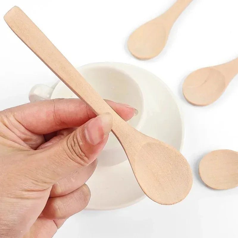 1/30pcs Wooden Spoons Long Handle Coffee Milk Teaspoon Condiment Spoons Ice Cream Honey Spoons Home Kitchen Tableware Utensil