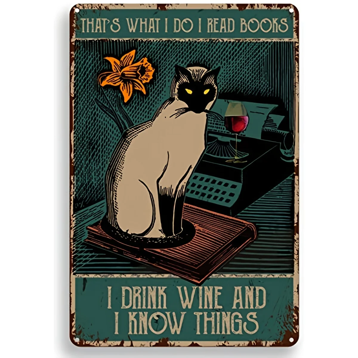 

B Vintage Metal Tin Sign Wall Decor That's What I Do I Read Books Retro Cat Poster For Office/Home/Classroom Decor Gifts Best