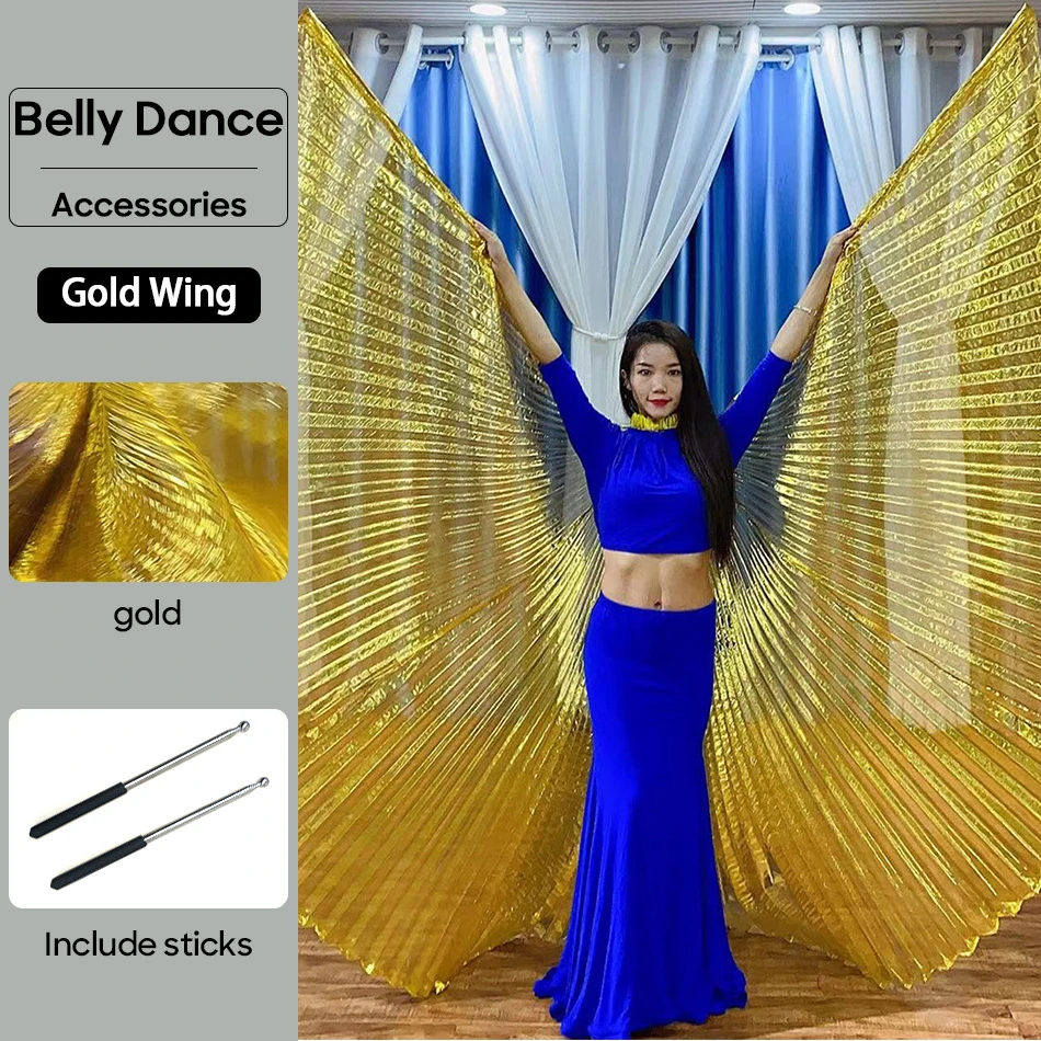 

Belly Dance Wings Dance Accessories Isis Golden Butterfly Wing For Adult Women Stage Performance Transparent Golden Dance Props