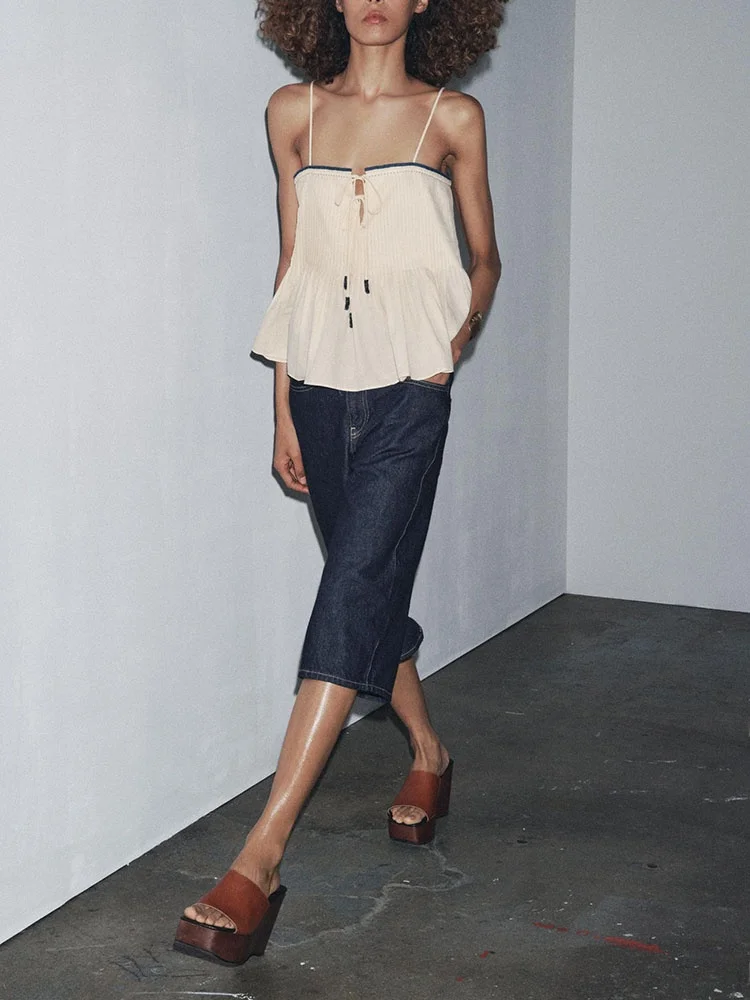 Été 2025 nouvelles femmes Faion Sexy sangle couleur Blo haut Ele Personali femmes vêtements ethnique scène Costume