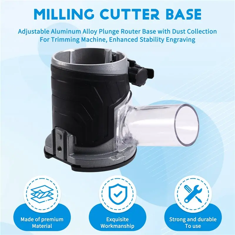 【RECOMENDAR】Adjustable Aluminum Alloy Plunge Router Base With Dust Collection For Trimming Machine, Enhanced Stability Engraving