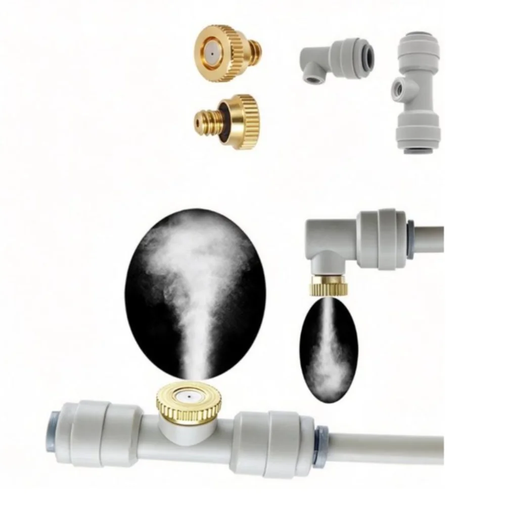 For Greenhouse Garden Misting System for Outdoor Cooling Water Fog Sprayer with Adjustable Brass Nozzles 120m Hose