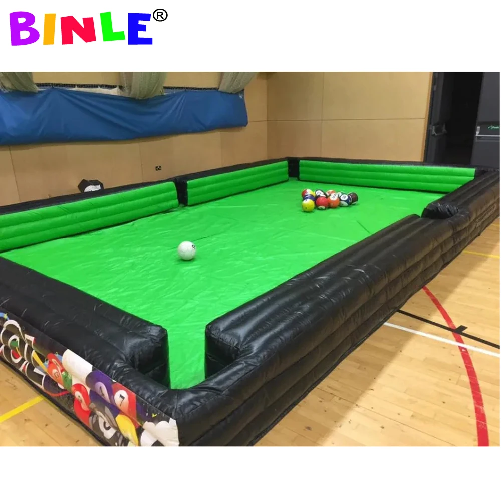 Inflatable Snooker Football Interactive Game Large Footpool Pool Table With 16 Balls Black Inflatable Billard For Soccer Event