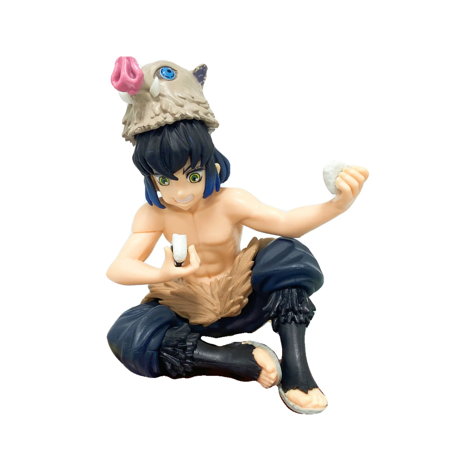 Anime Demon Slayer Figure Tanjirou Nezuko Zenitsu Inosuke Shinobu Mitsuri Giyuu Eat Rice Balls Kimetsu No Yaiba Action Figurine