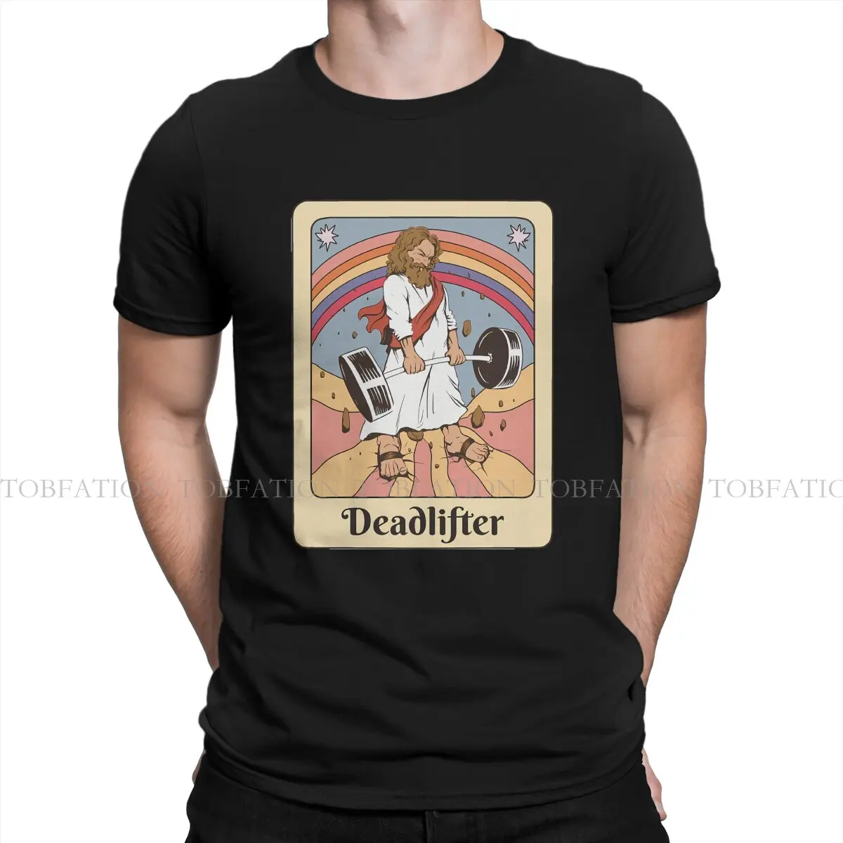 Tarot Funny Gym Deadlifts Workout Retro Fitted Unique TShirt Jesus CrossFit Funny Top Quality Creative Graphic  T Shirt