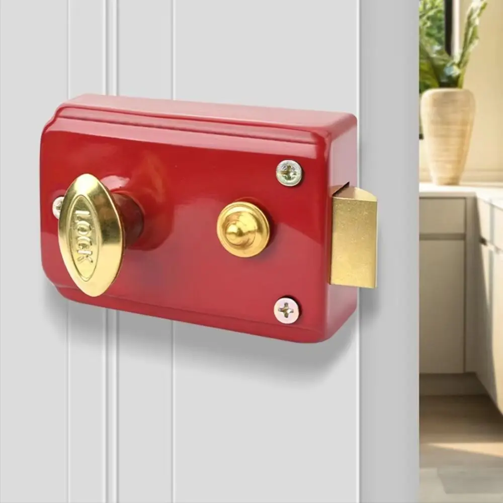 

Iron Anti-theft Door Lock Key Included Durable Security Door Lock Retro Style Single Cylinder Heavy Duty Lock Furniture Hardware