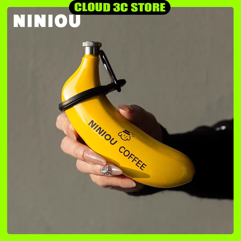 Niniou-hervidor de agua de plátano divertido para perro, de acero inoxidable, personalizado, con embudo, diseño de nicho, Mini taza de café con cuello colgante, regalo