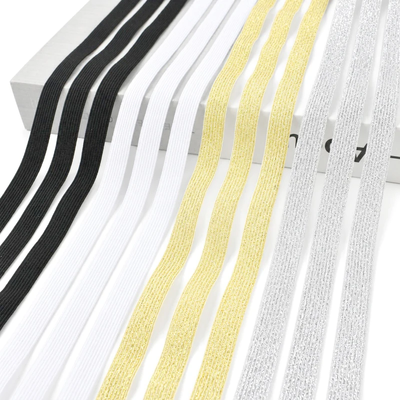 2/5/10Meters Elastic Band 5/9cm Gold Silver Glitter Transparent Rubber Bands for Sewing Girdle Belt Resilient Webbing Supplies