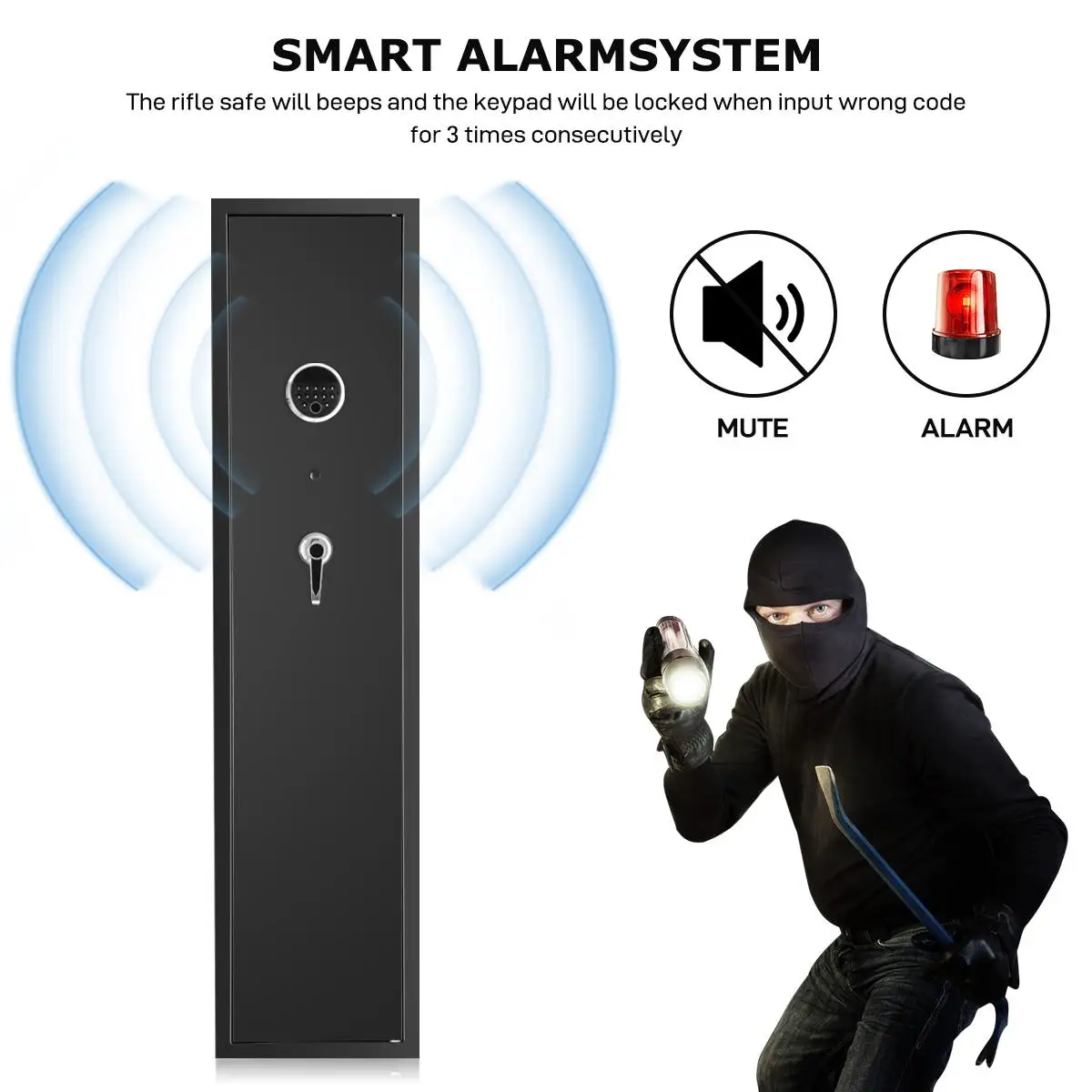 5-Gun Large Rifle Safe Pistol Safe Box Fingerprint Security Cabinet With Pistol Lock Box For Rifle Shotgun Firearms Hidden Safe