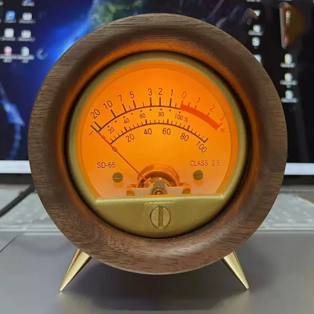 12V Sound Control VU Level Meter Pendant  Decompressor  Black Walnut Pickup  Audio Meter  Suitable for Desktop Ornaments