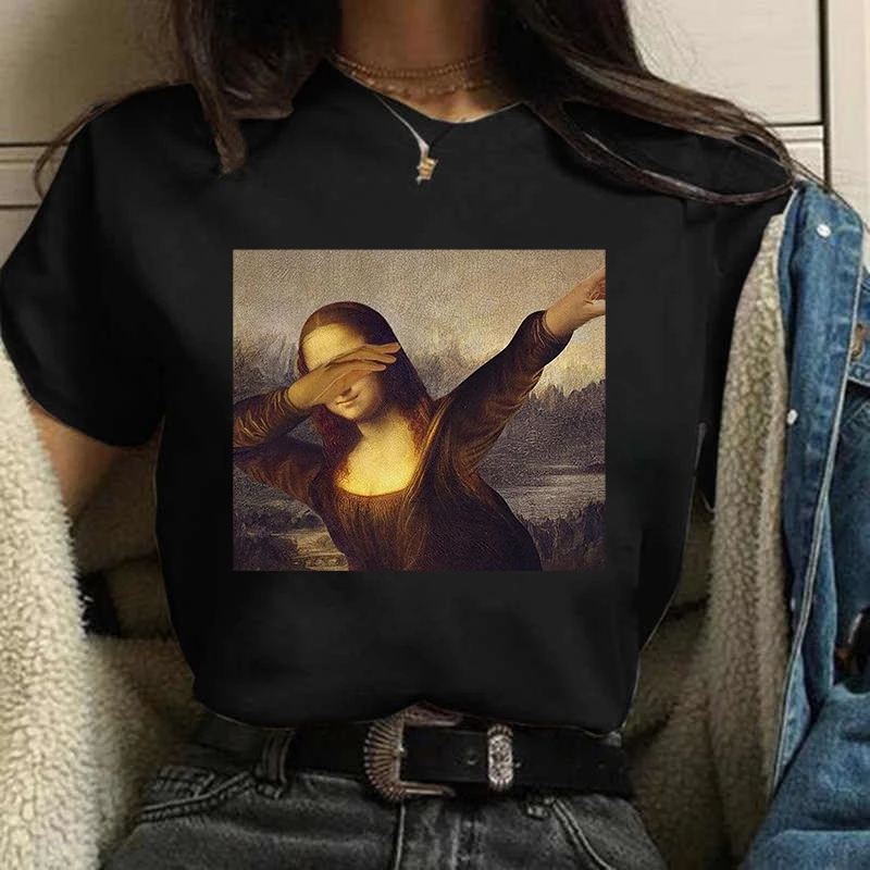 Humour Graphic Mona Lisa Bodybuilding TShirt Muscles Gym Parody Funny Hilarious Painting Casual pride t shirt men Fashion tshirt