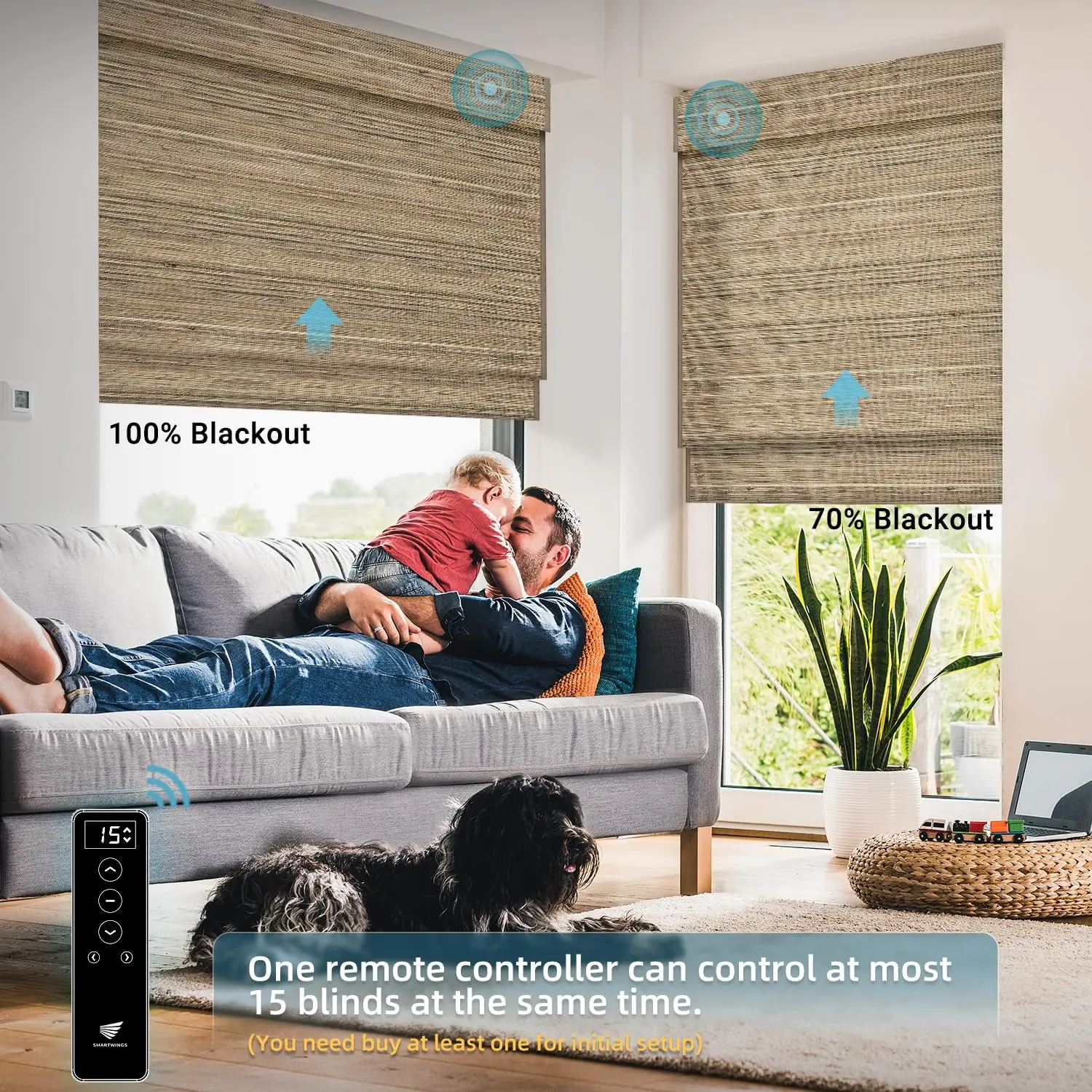 Modern Design Light Filtering Natural Venetian Home Outdoor Motorized  Roman Blinds for Windows