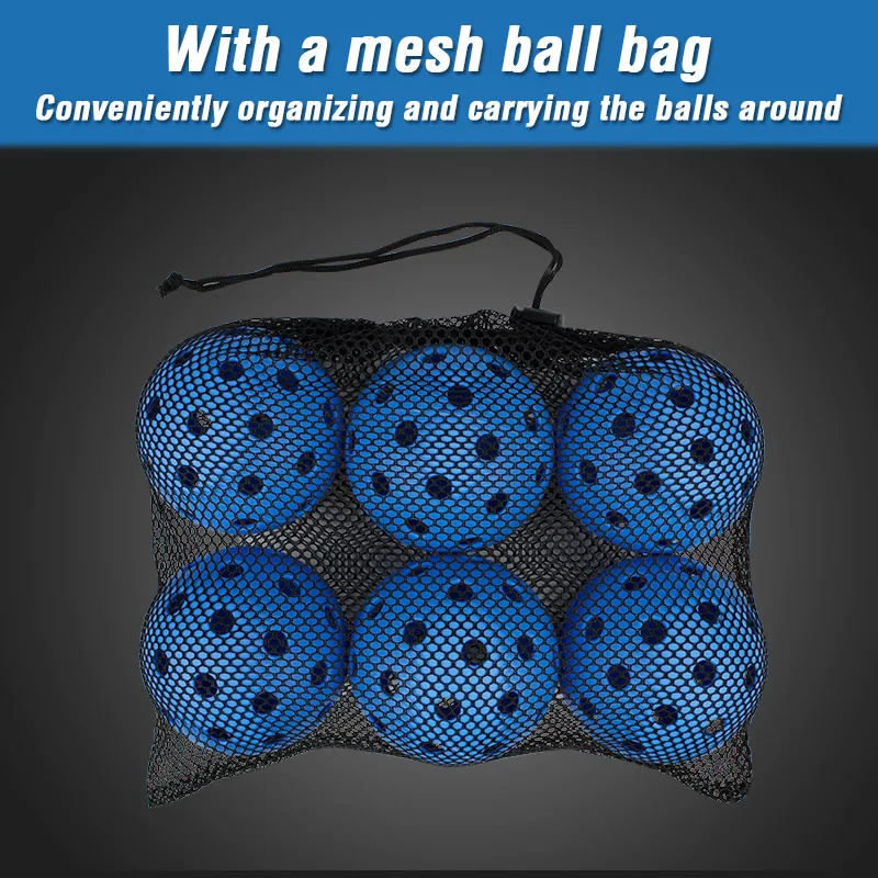 

Pickleball Ball Set 74mm 40 Holes Outdoor Pickleball Balls for Standard Pickleball Sport Training Practice 6pcs/Bag in Mesh Bag