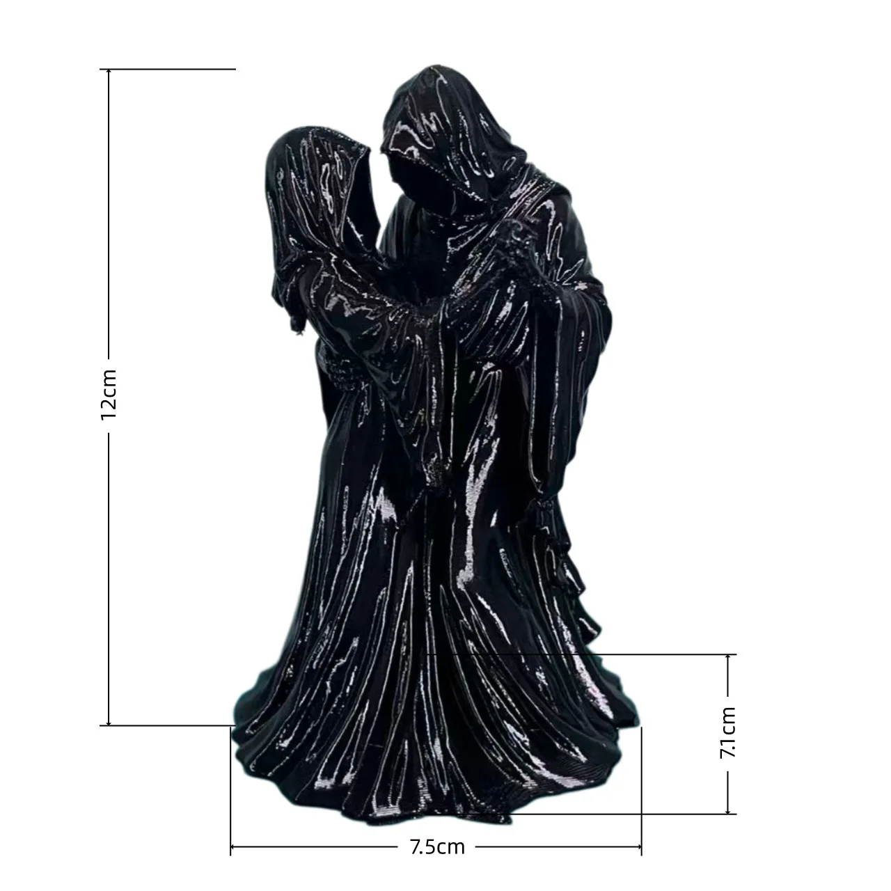 Generic 3d Printed Grim Reaper Hug Couple Statue Dark Style Resin Ornament Home Desktop Decor Festival Gift For Gothic Lovers