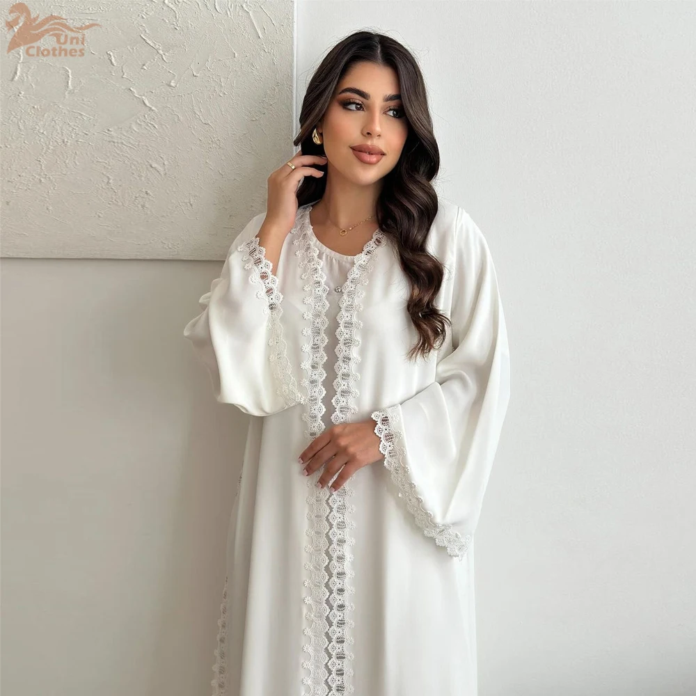 White Open Kimono Abaya Dubai Luxury 2024 Muslim Lace Abayas For Women Kaftan Dress Kebaya Islamic Clothing Robe Femme Musulmane