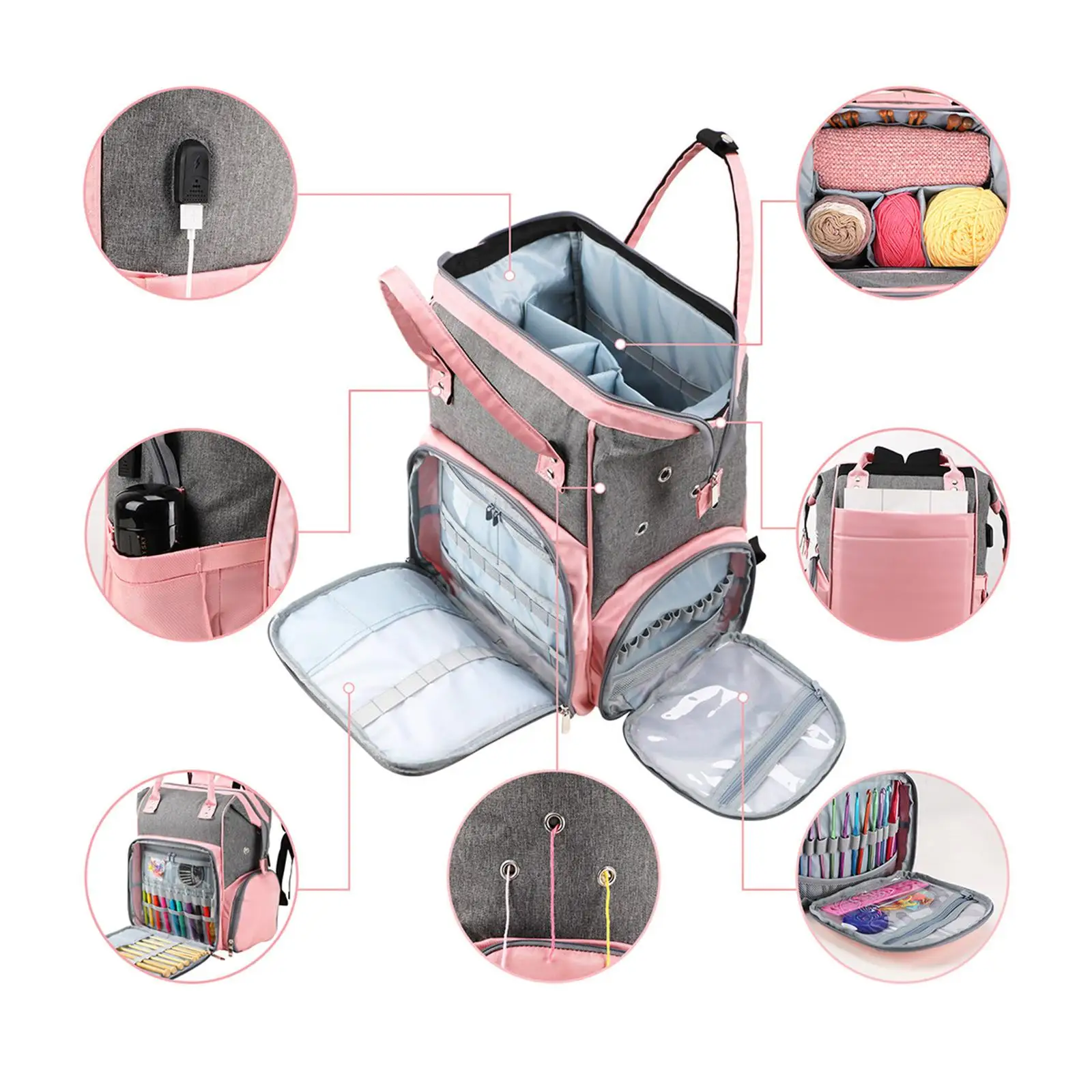 Agulhas De Tricô Saco, Mochila para Viajar, Storage Organizer